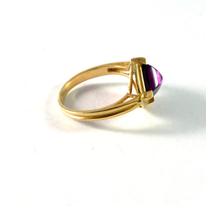 Vintage 18k Gold Amethyst Designer Ring. Makers Mark.
