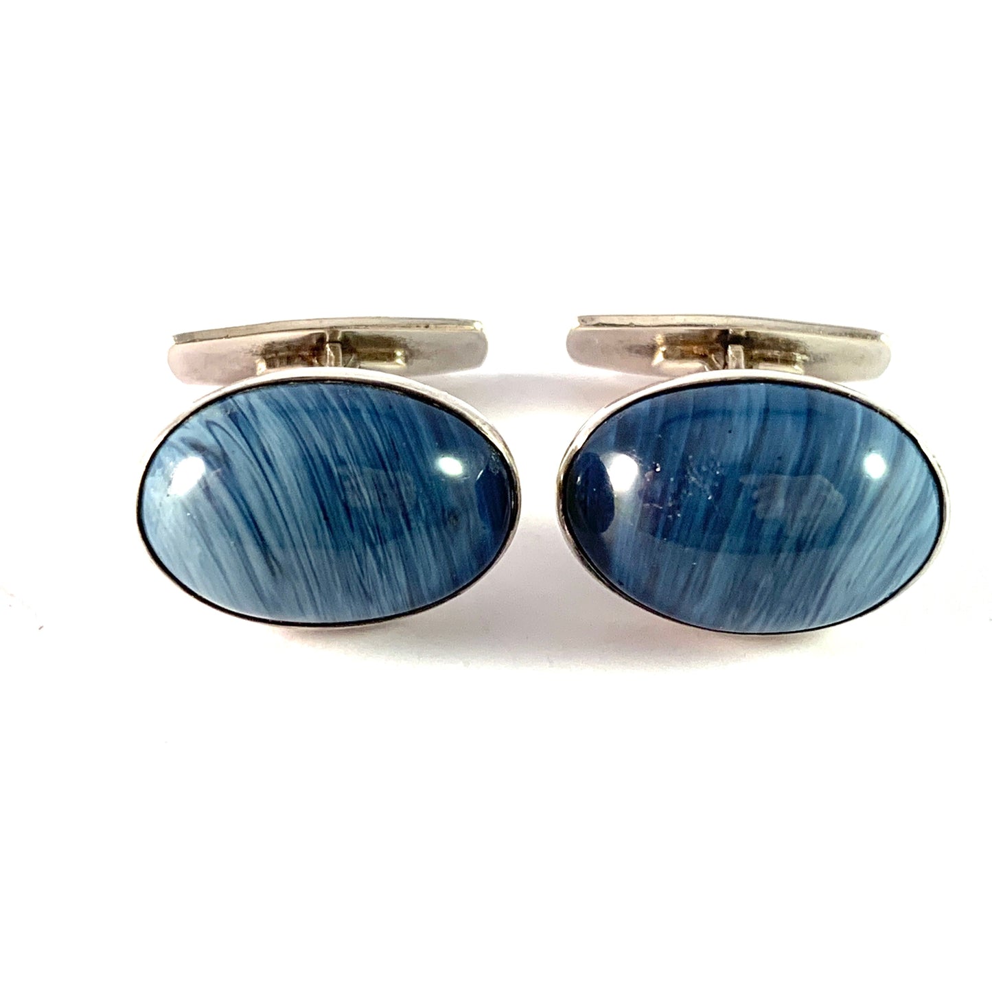 Märta Lindgren, Sweden 1965. Vintage Sterling Silver Bergslagen-stone Cufflinks.