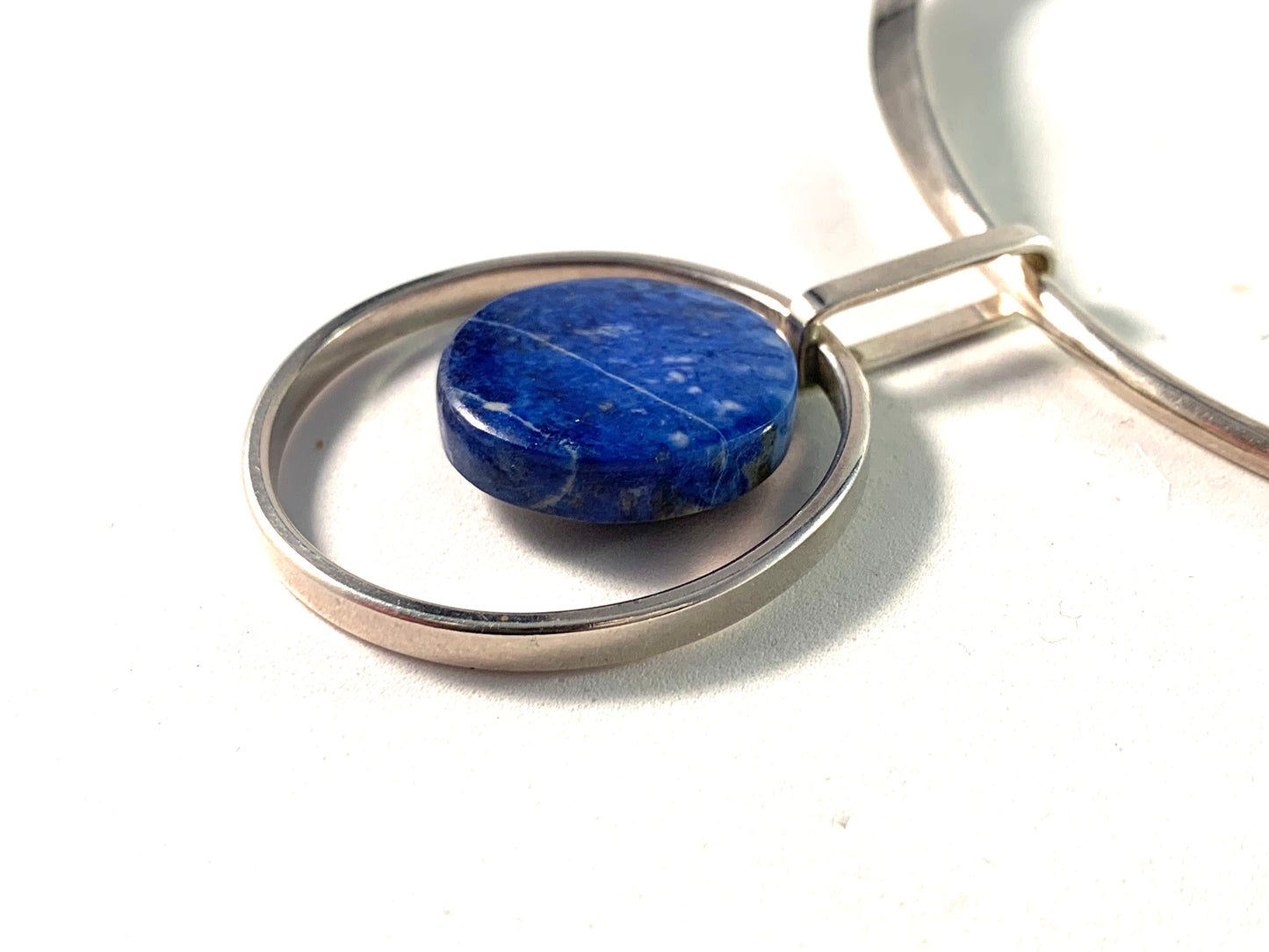 Ibe Dahlqust, Sweden 1973 Sterling Neckring With Lapis Lazuli Pendant.