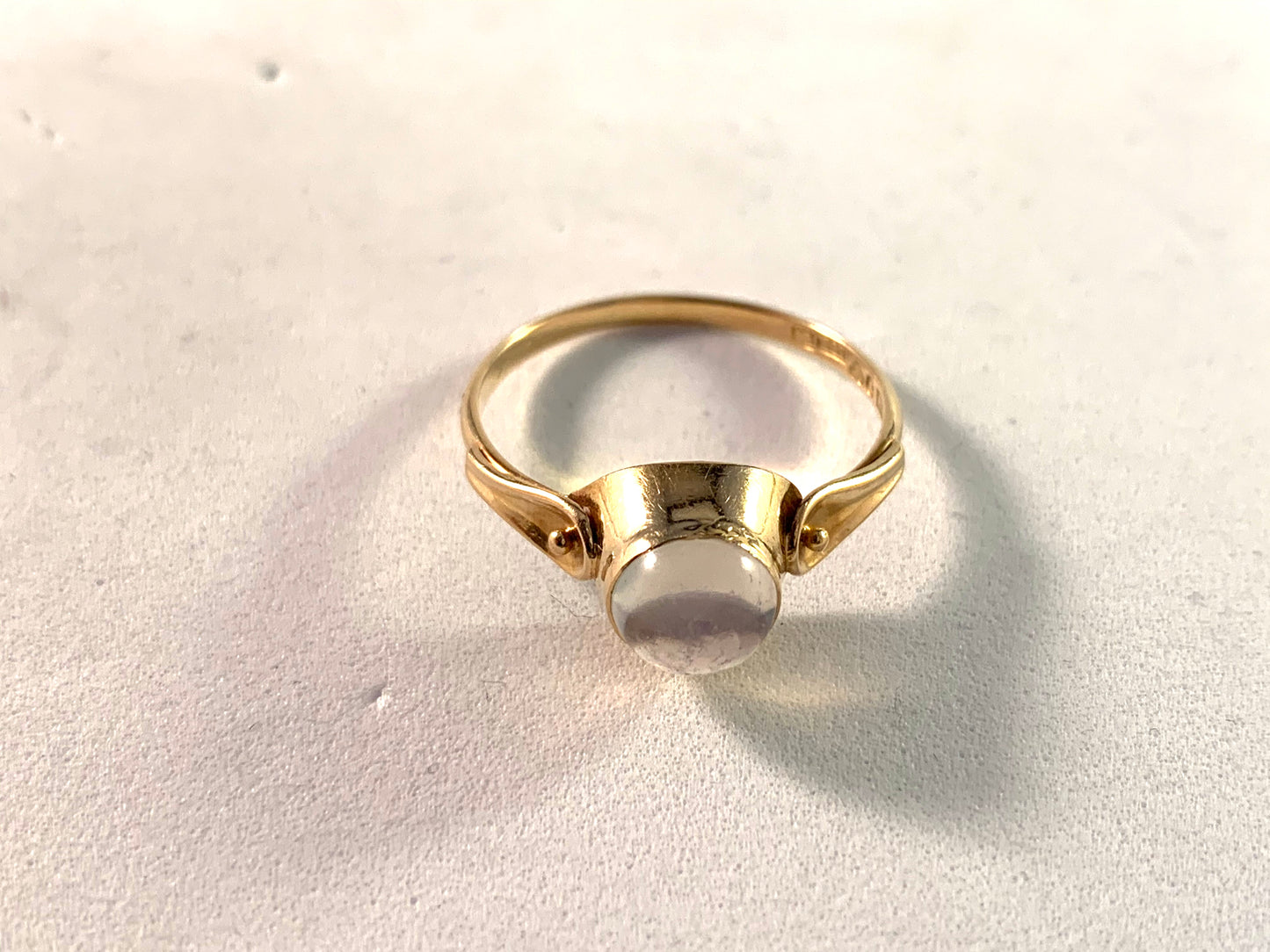 Ekström & Blohm, Sweden 1957 Mid Century 18k Gold Moonstone Ring.