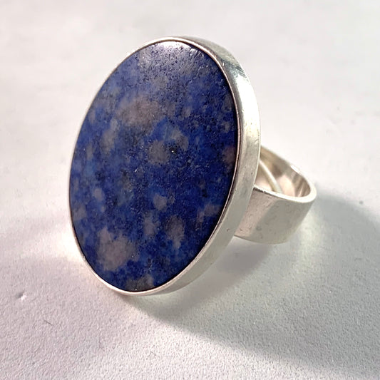 Niels Erik From, Denmark 1960s Bold Modernist Sterling Lapis Lazuli Ring.