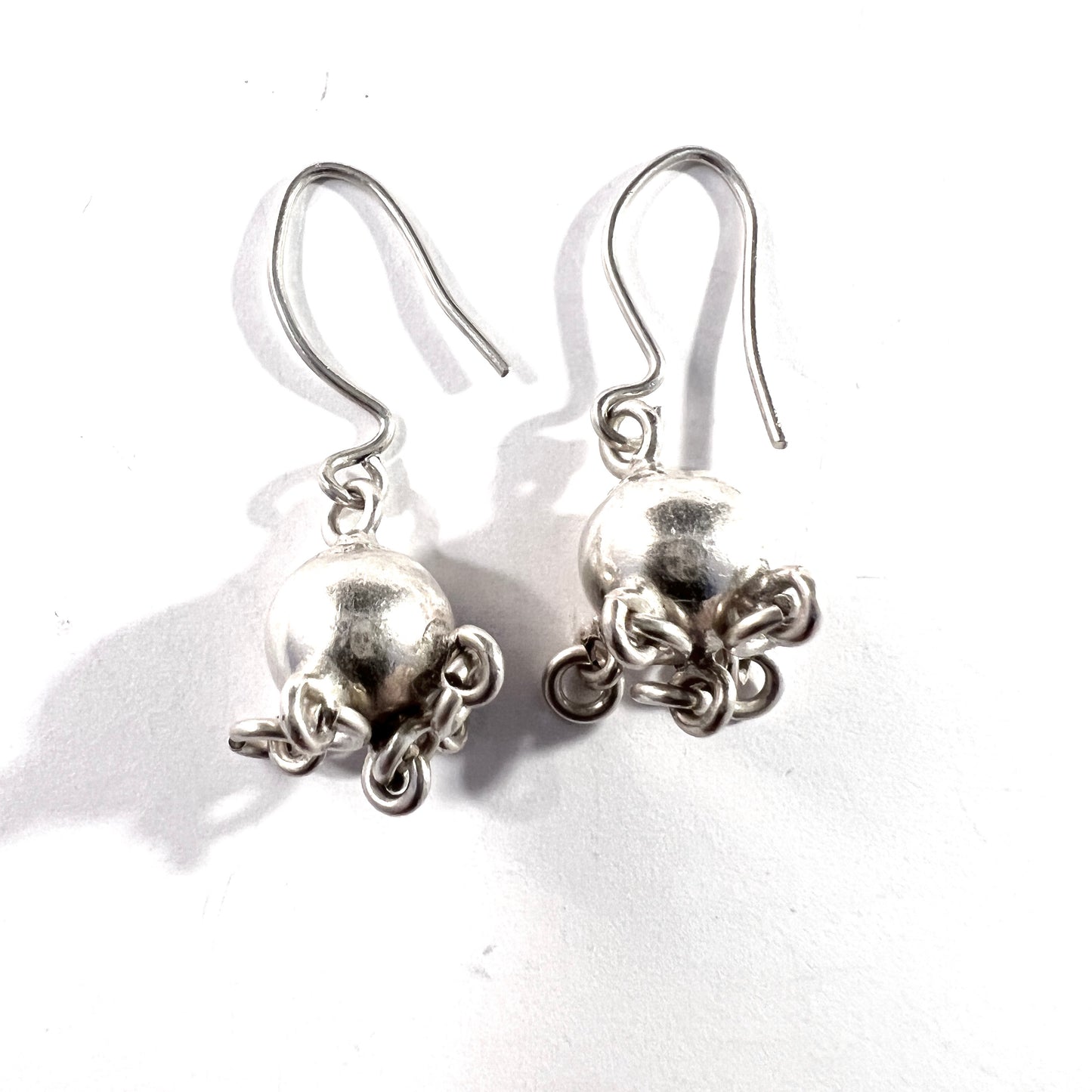 INARI, Finland. Vintage Sterling Silver Troll-Ball Earrings.