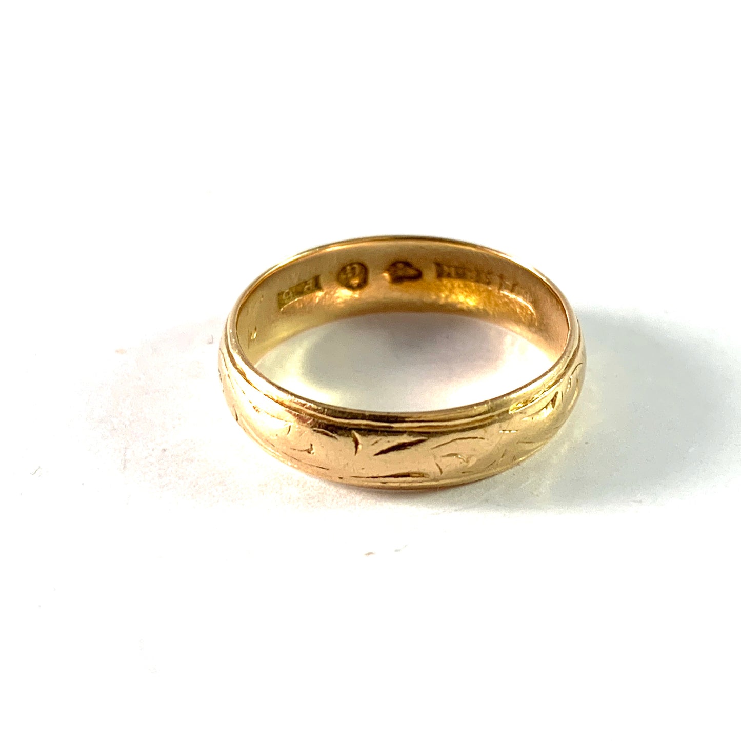 Sweden year 1896. Antique 18k Gold Wedding Band Ring.