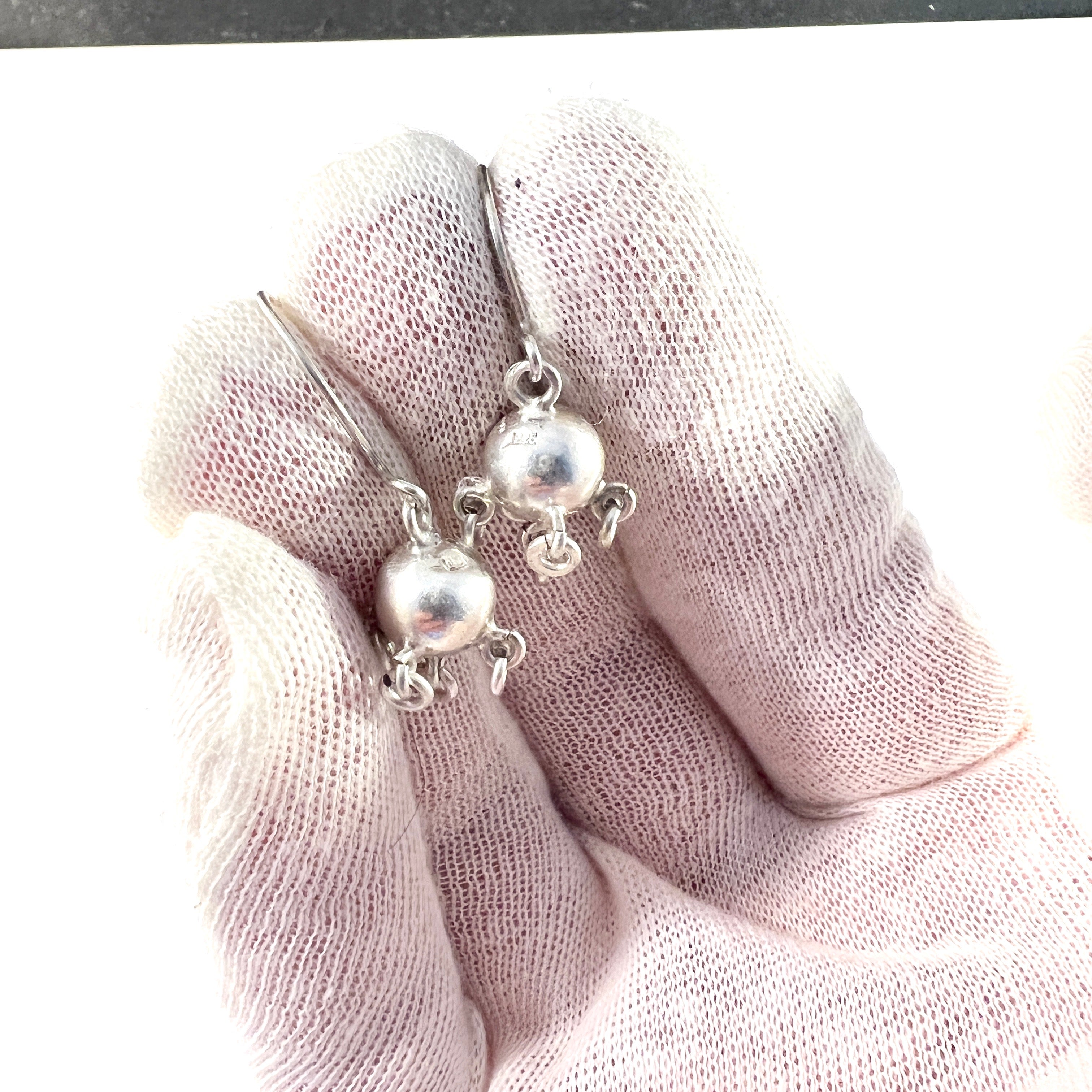 INARI, Finland. Vintage Sterling Silver Troll-Ball Earrings.