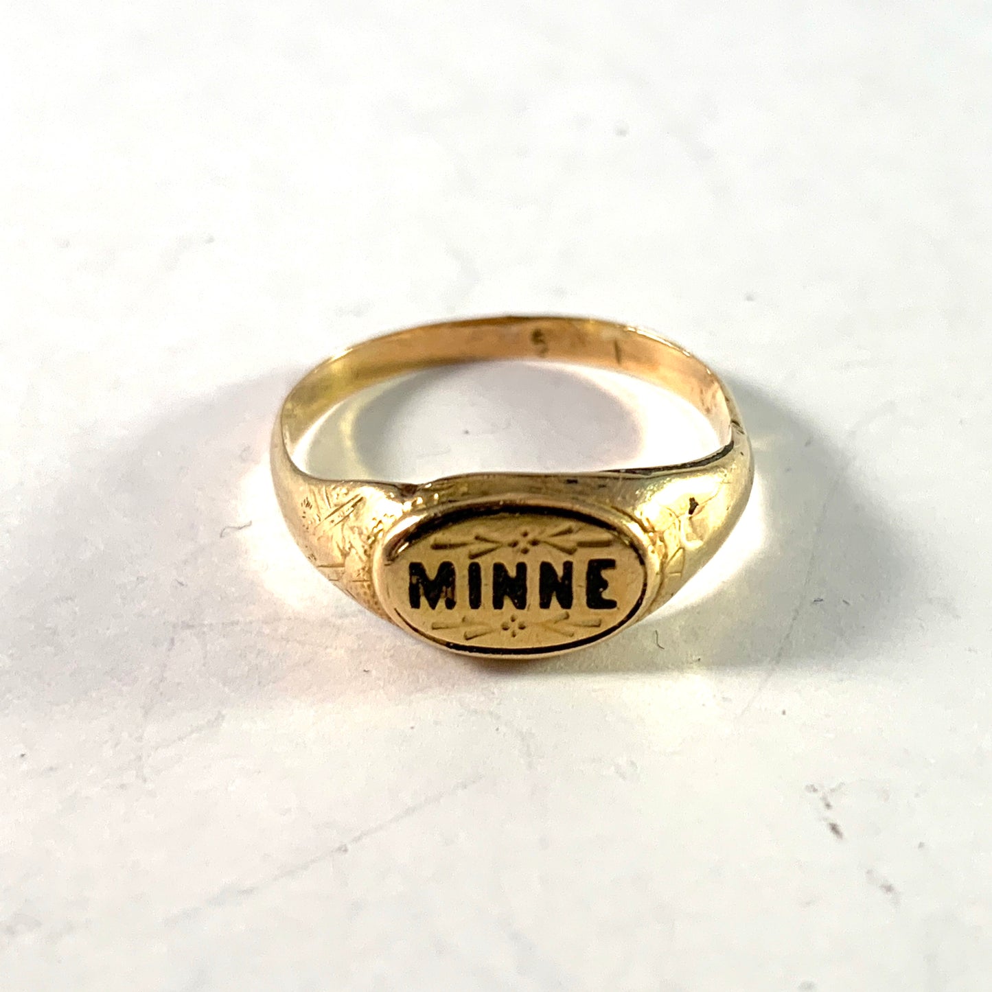 Sweden, Antique 18k Gold Enamel Memory Mourning Ring.