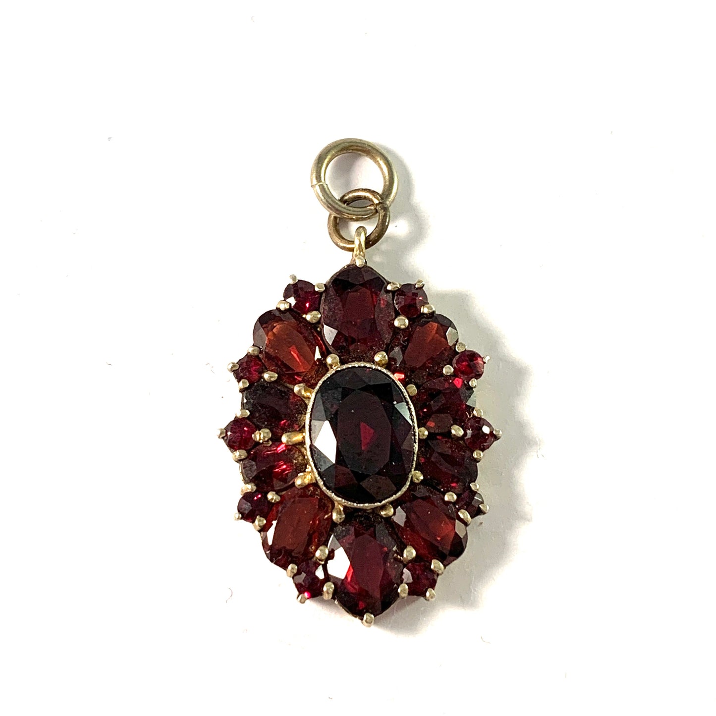 Early 1900s Solid Silver Bohemian Garnet Pendant.