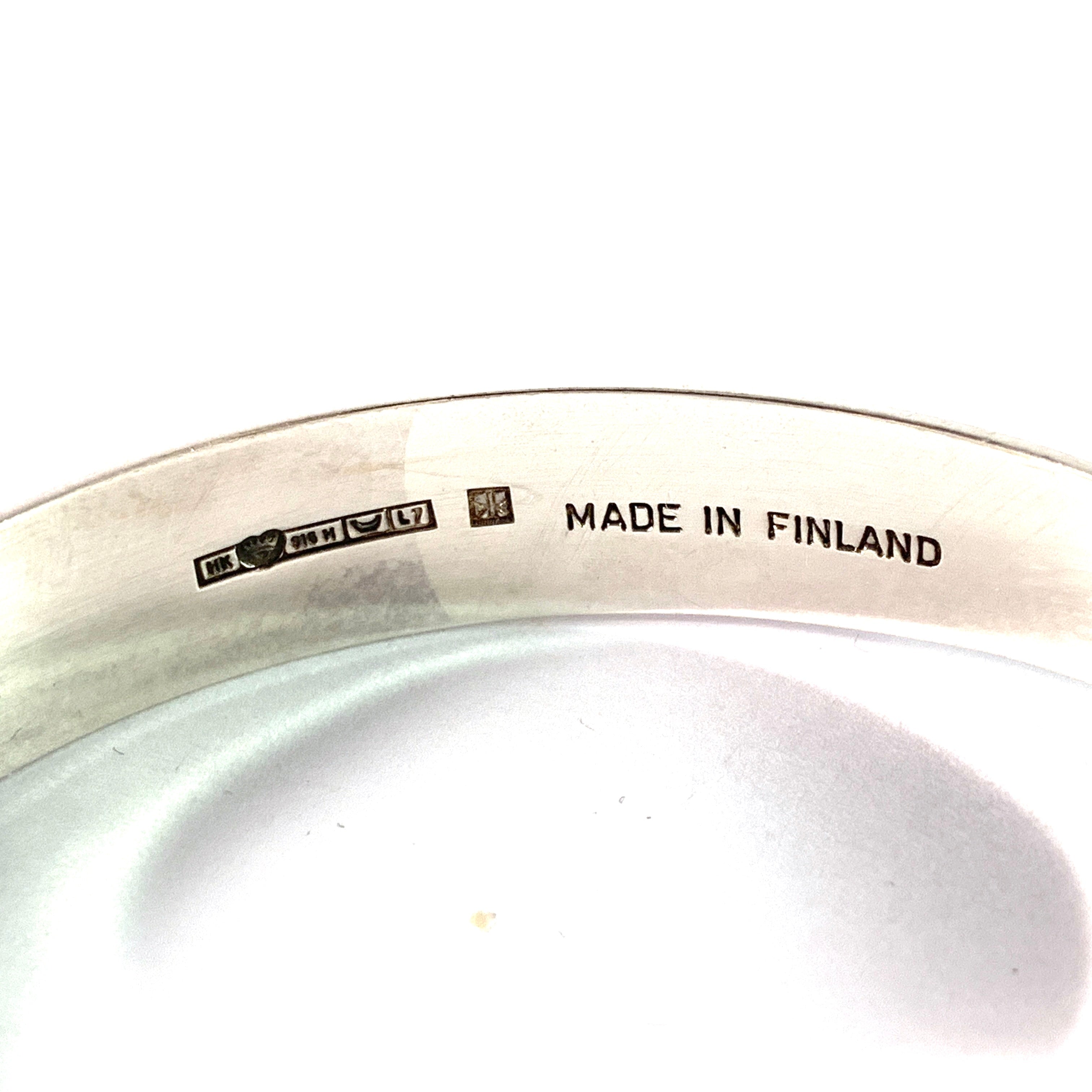 H.Kaksonen for Kaunis Koru Finland 1964 Vinage Solid Silver Rose Quartz Bracelet.