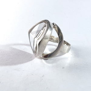 Jorma Laine for Turun Hopea Finland 1973. Iconic Sterling Silver Rock Crystal Ring.
