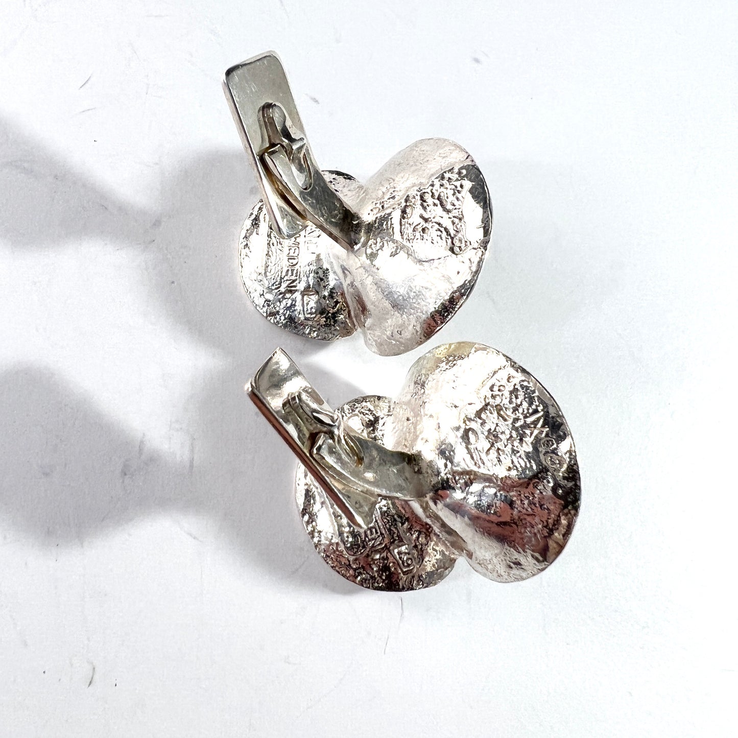 Theresia Hvorslev, Sweden 1974. Very Large Solid Silver Cufflinks. Design Water-Lily