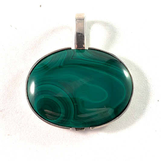 Bror Kristoffersson, Sweden 1976 (first year) Signed Sterling Malachite Pendant.