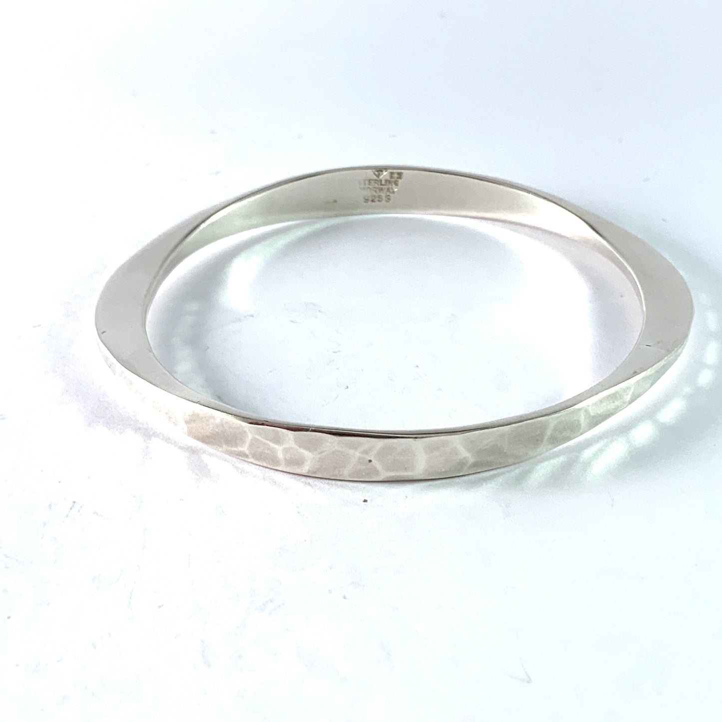 Tone Vigeland, for Plus Studios Norway 1960s Hand Hammered Sterling Silver Bangle.