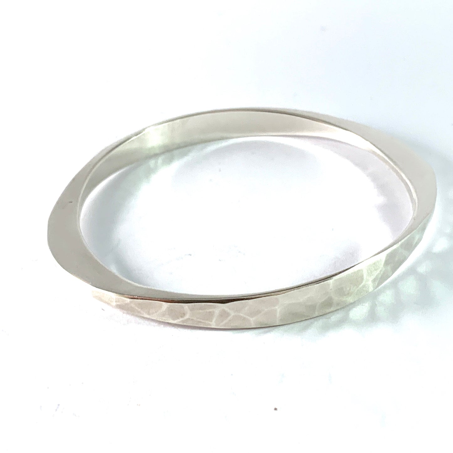 Tone Vigeland, for Plus Studios Norway 1960s Hand Hammered Sterling Silver Bangle.