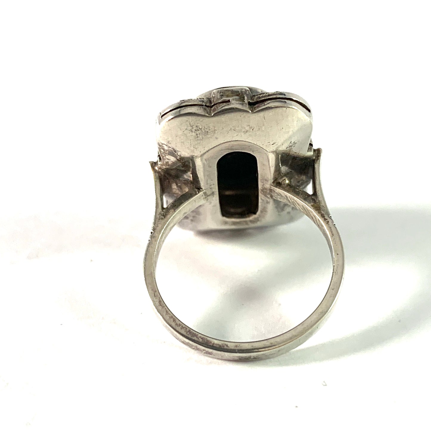 Vintage 1930-40s Solid 835 Silver Bloodstone Signet Ring.