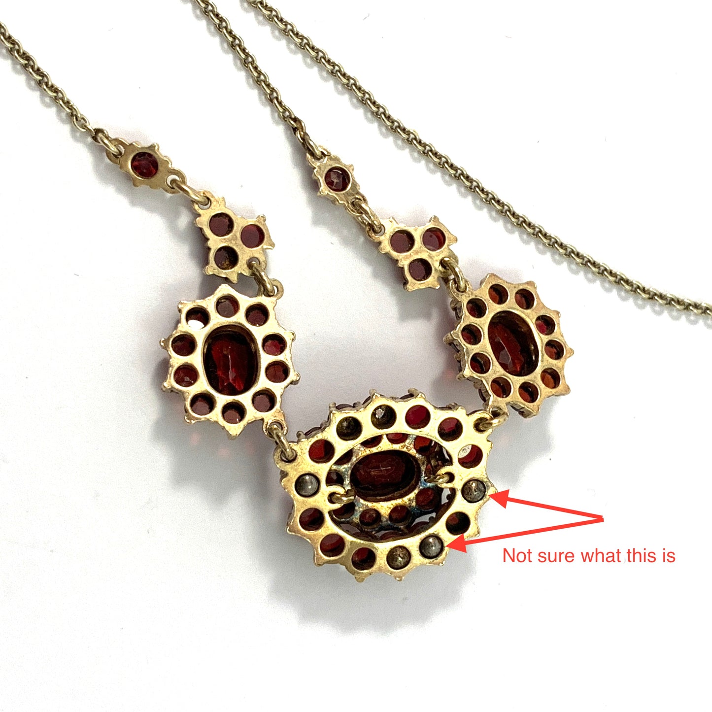 Vintage 1940-50s Bohemian Garnet Gilt Metal Necklace.