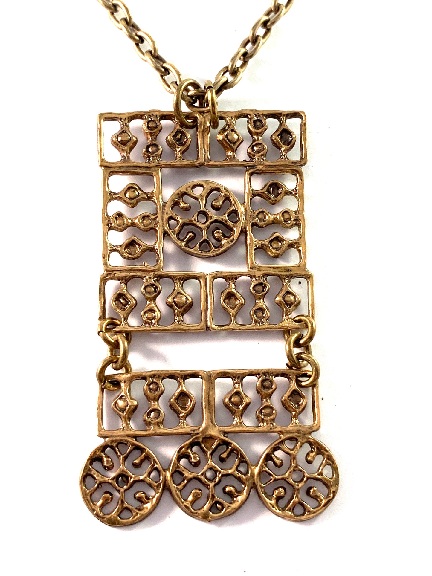 Kalevala Koru, Finland. Vintage 1970s. Bronze Pendant Necklace. Boxed.