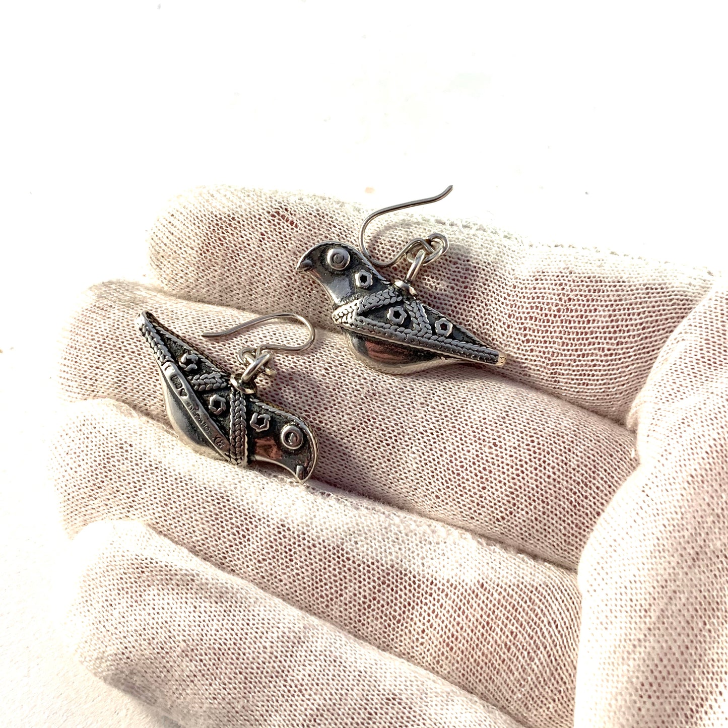 Kalevala Koru, Finland Vintage Sterling Bird Earrings.