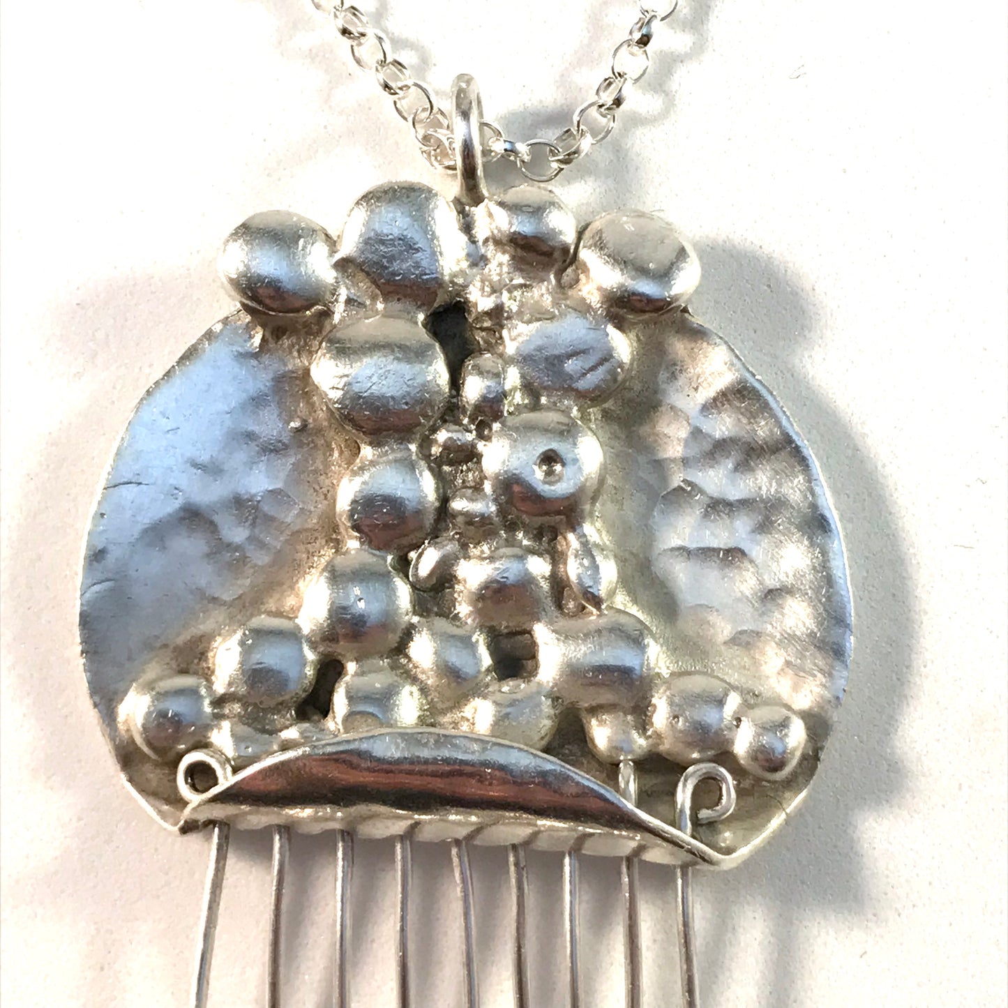 Owe Johansson, Finland Vintage Modernist Unique Signed Sterling Silver Pendant Necklace.