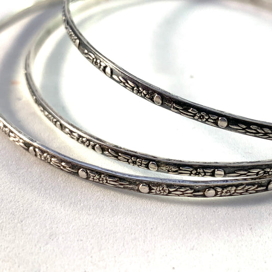 Warsaw, Poland 1963-85 Solid 800 Silver Bangle Stack.