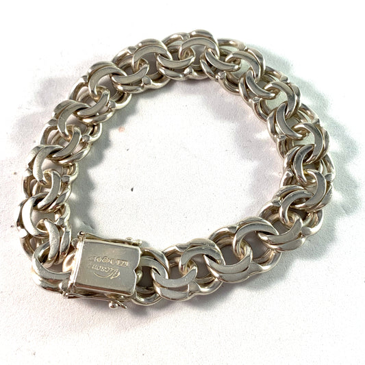 Victor Janson, Sweden 1969 Chunky Sterling Silver Bismark Unisex Bracelet.