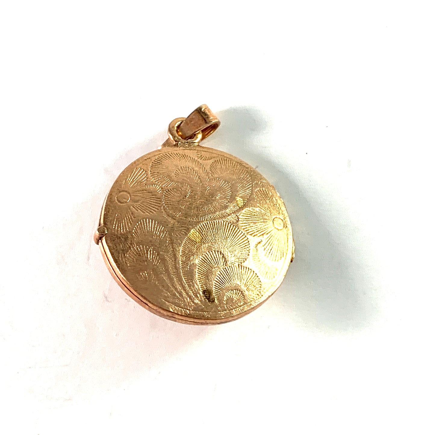 Mid Century Gilt 835 Silver Bohemian Garnet Locket Pendant.