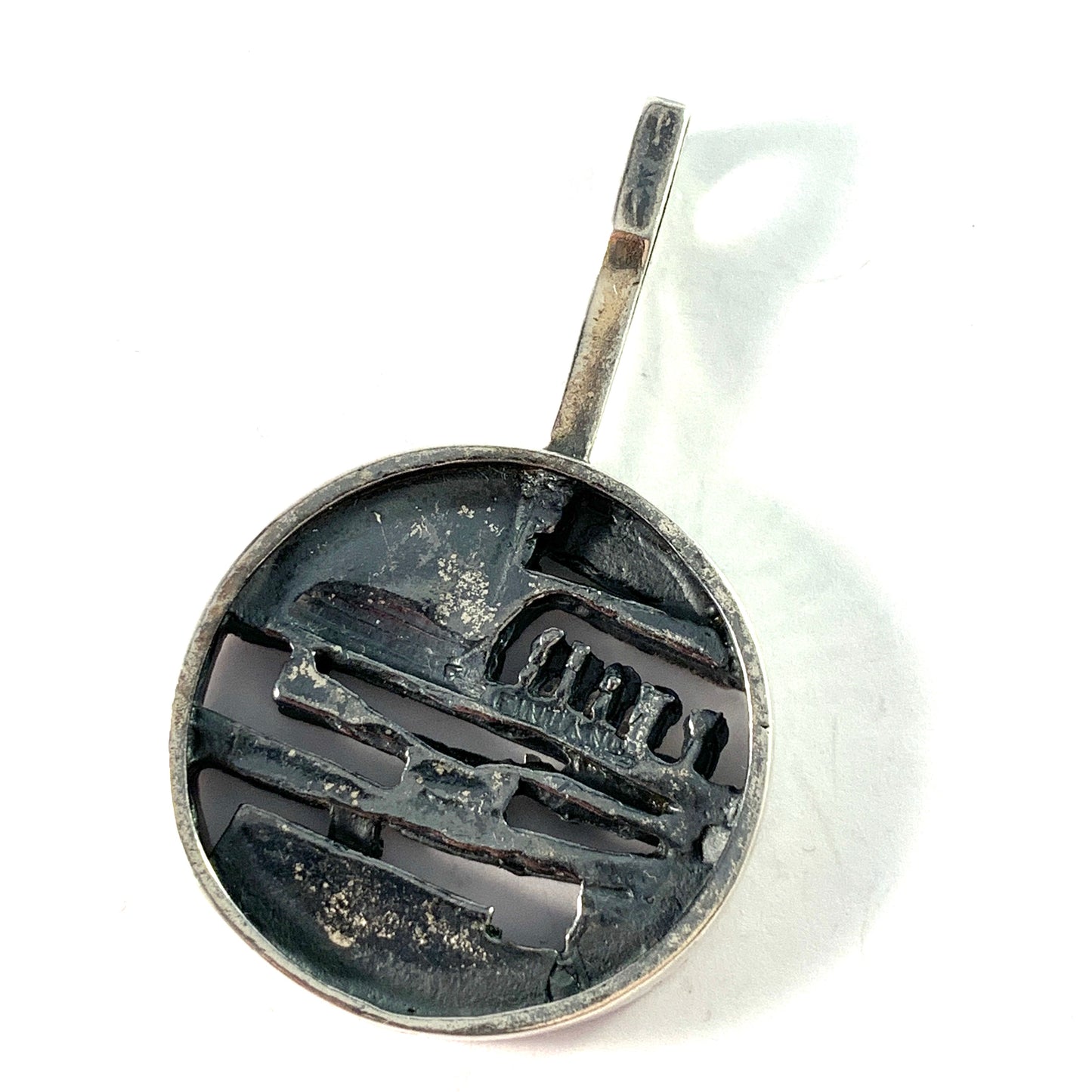 Jorma Laine for Turun Hopea Finland 1974 Modernist Signed Solid Silver Pendant.