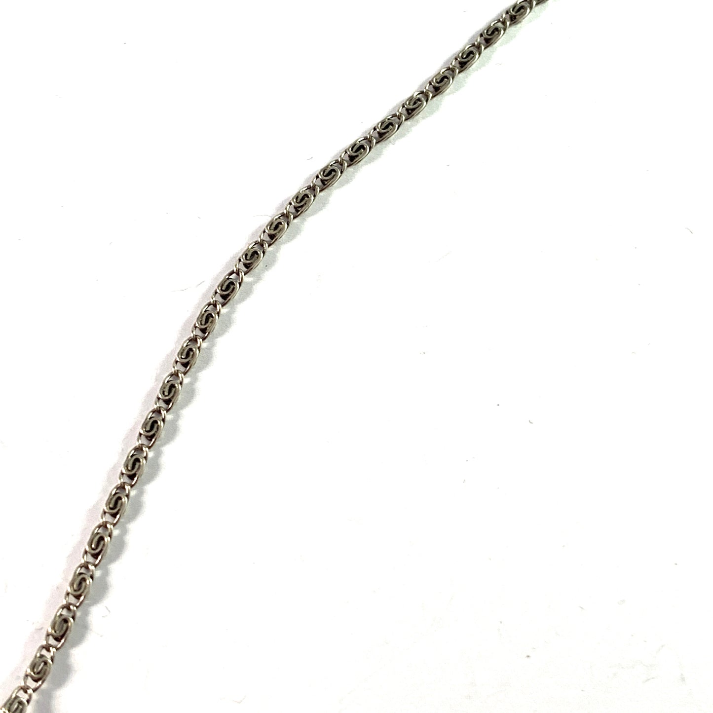 Vintage c 1940s Solid 830 Silver Paste Stone Pendant Long Chain Necklace. Boxed.