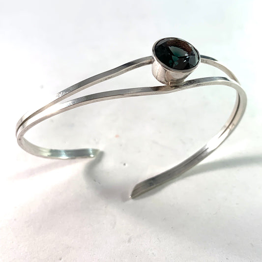 Öhman, Sweden 1964 Sterling Silver Tourmaline Bangle Bracelet.