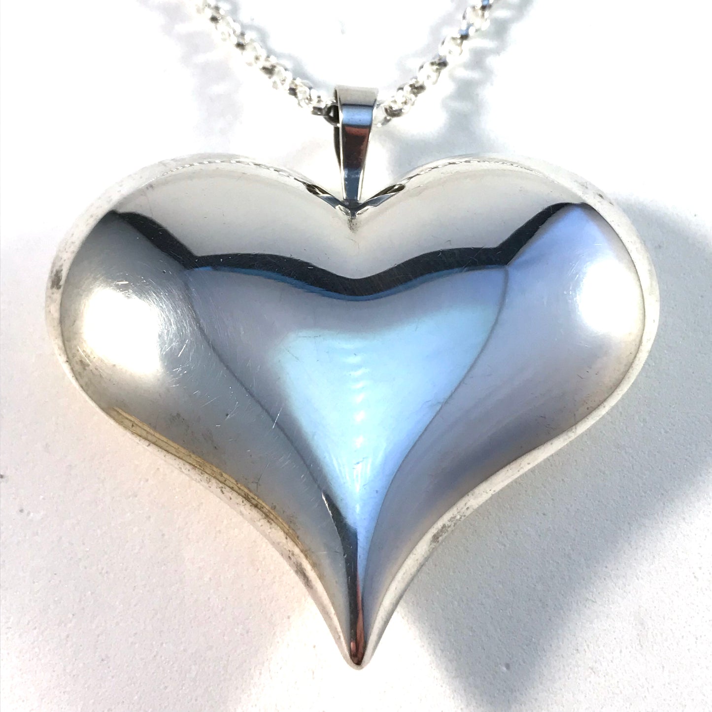 Kultasepat Salovaara, Finland 1973 Large Sterling Silver Heart Love Pendant Necklace