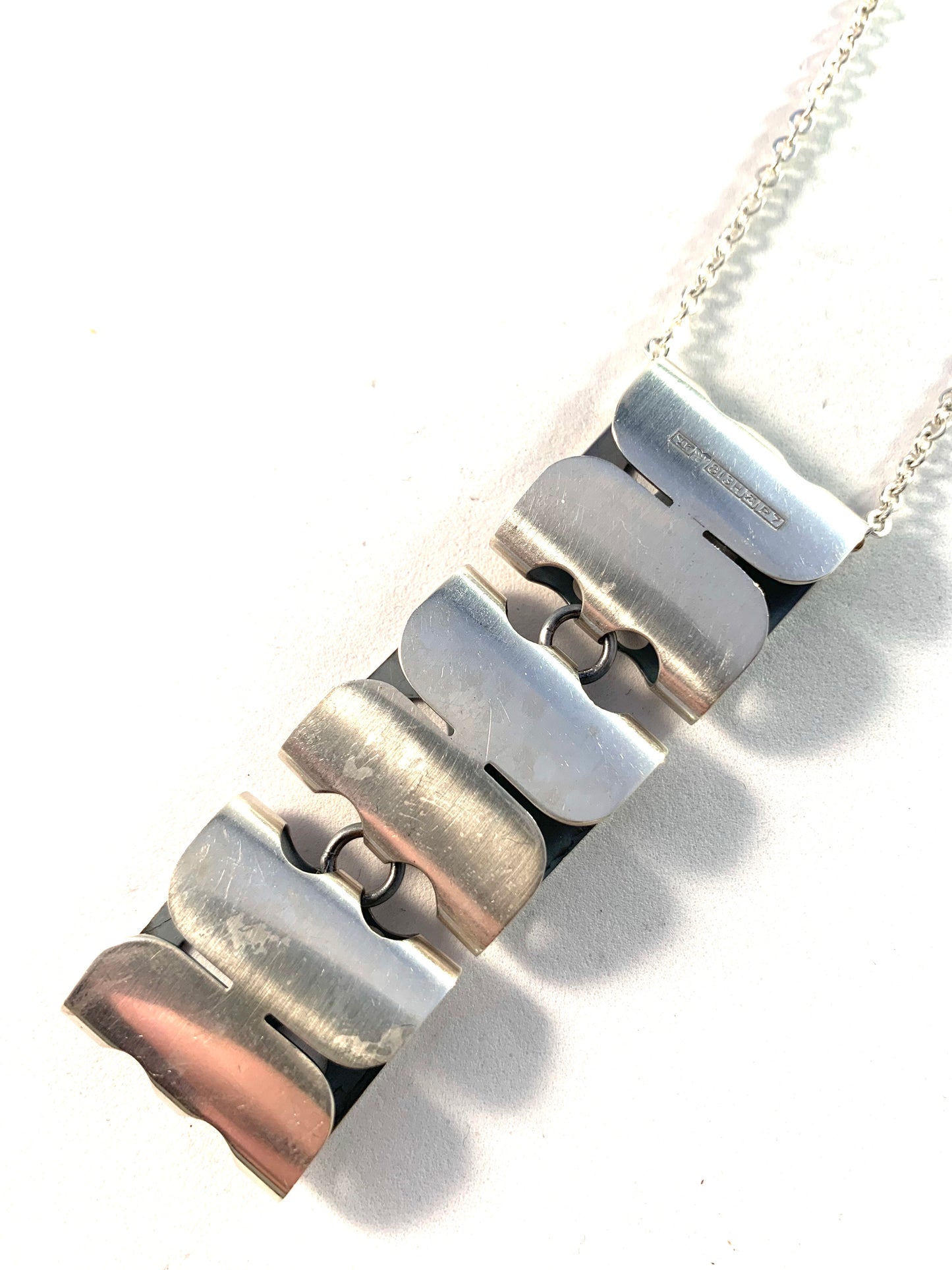 Elis Kauppi,  Kupittaan Kulta Finland 1968 Silver Vintage Modernist Pendant Necklace