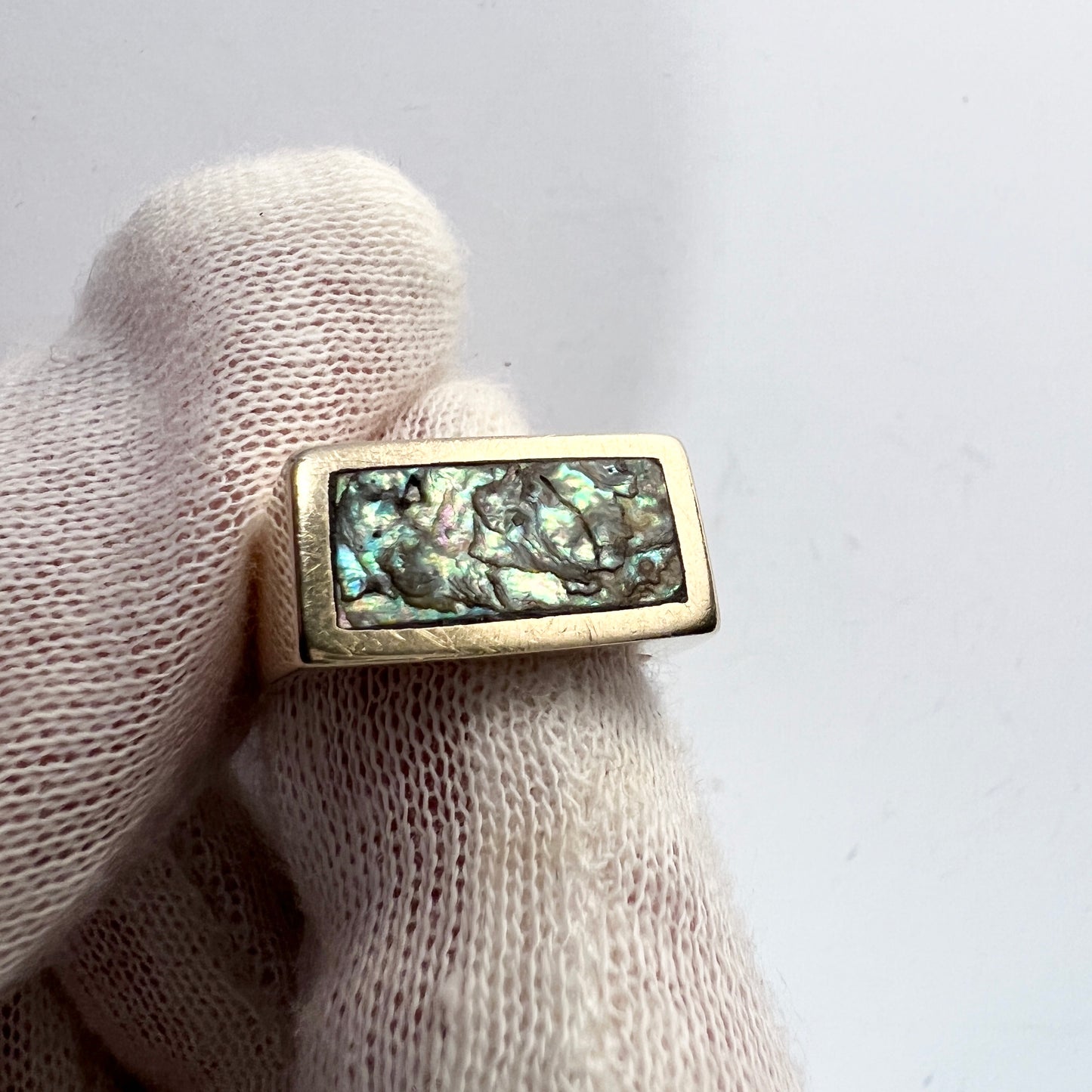 Max Ernst Nørhammer, Copenhagen, Denmark 1950s. Vintage 14k Gold Abalone Ring