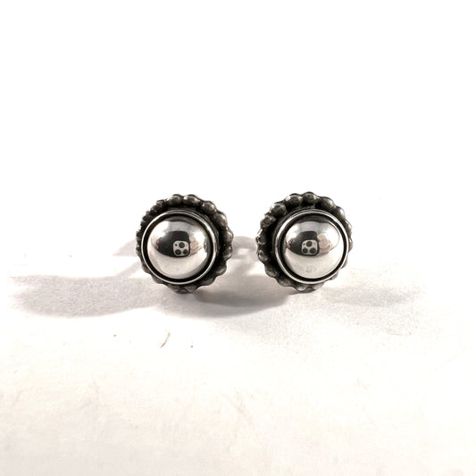 Georg Jensen, Denmark. Vintage Sterling Silver Stud Earrings. Design no 9.