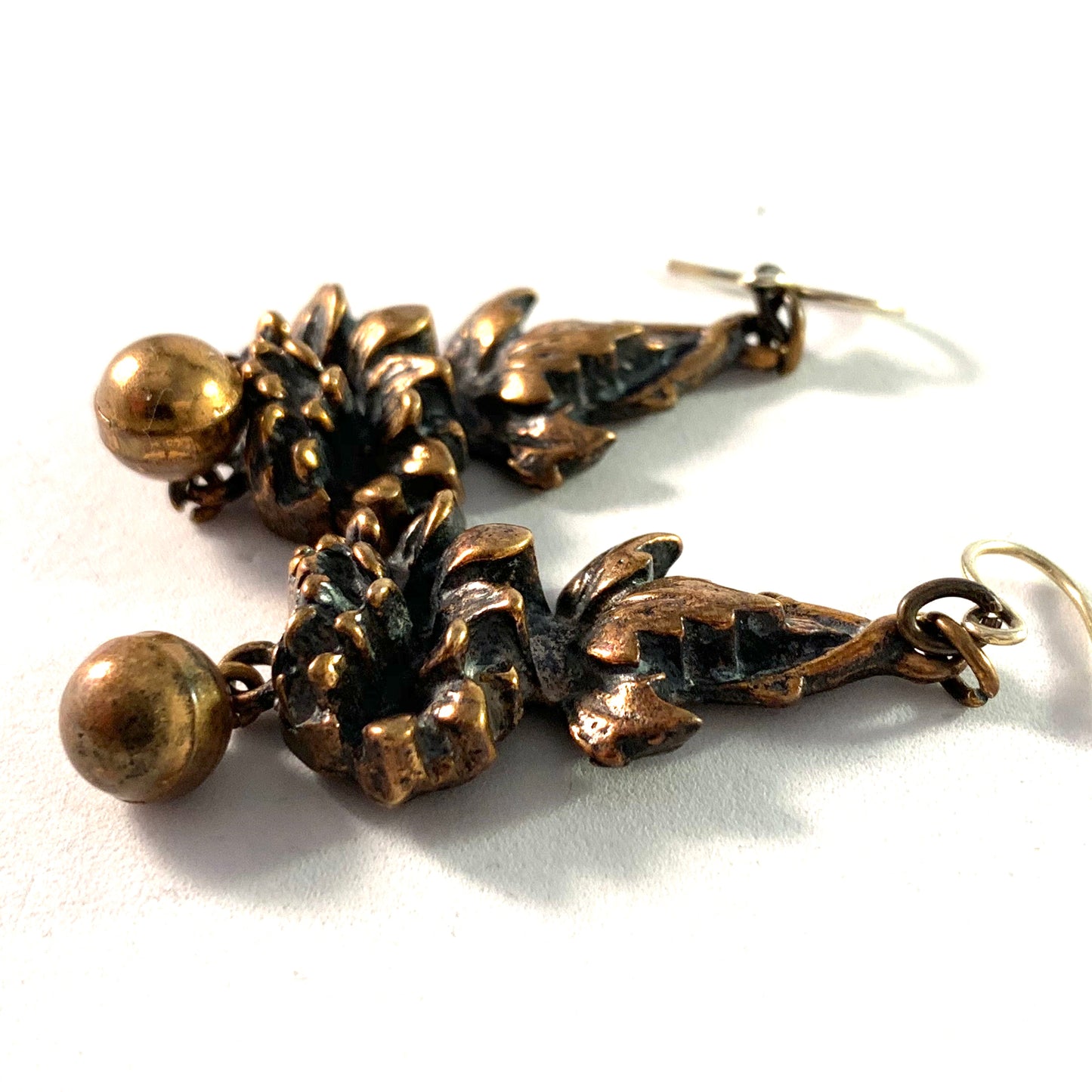 Pentti Sarpaneva Finland 1960s Vintage Bronze Silver Earrings.