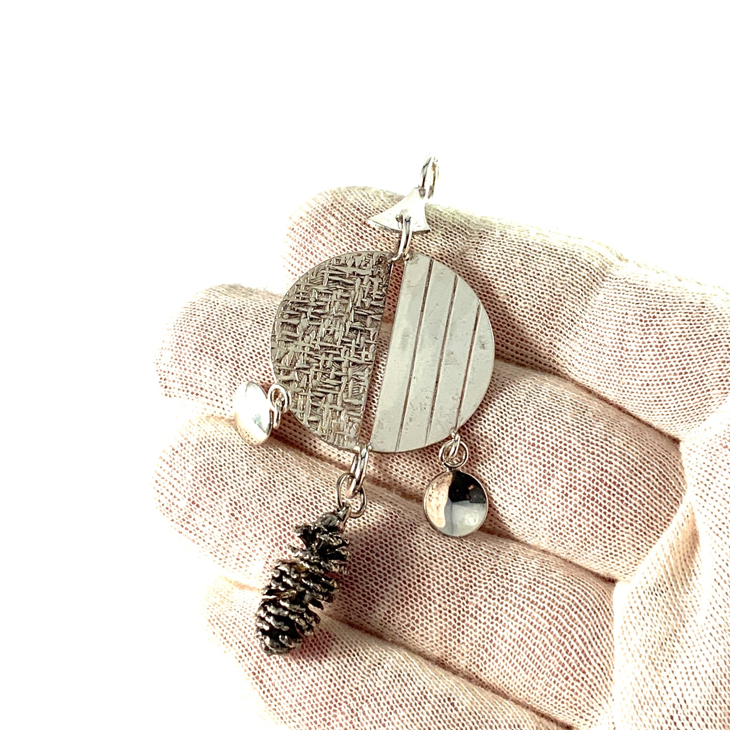 Edvard Kinni Finland 1960-70s Solid Silver Large Pendant