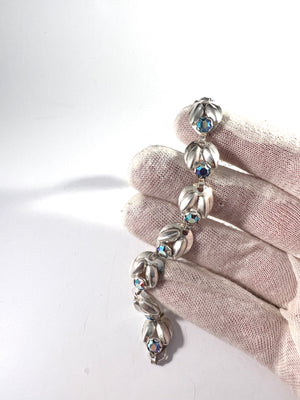 Herman Siersbøl Denmark 1950-60s. Sterling Silver Crystal Bracelet.