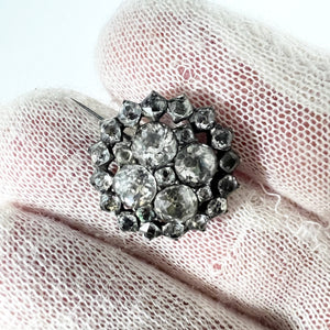 Antique Georgian early 1800s Solid Silver Black Dot Paste Brooch Pin.