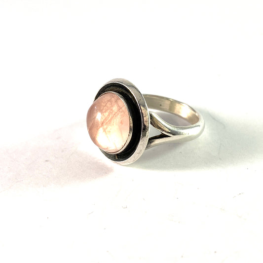 Niels Erik From, Denmark 1950-60s Sterling Silver Rose Quartz Ring.