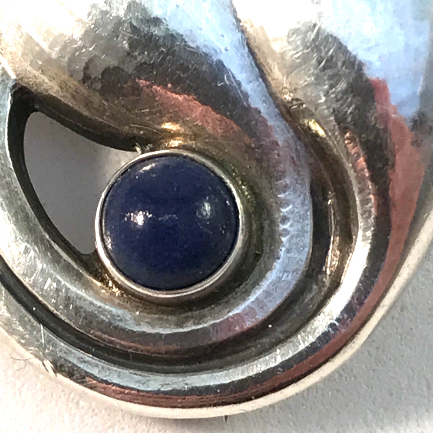 Georg Jensen, Denmark Mid Century Sterling Silver Lapis Lazuli Brooch. Design 100B
