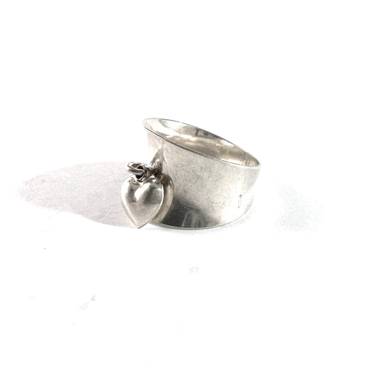 Waldemar Jonsson, Sweden 1961. Vintage Sterling Silver Heart Charm Ring.