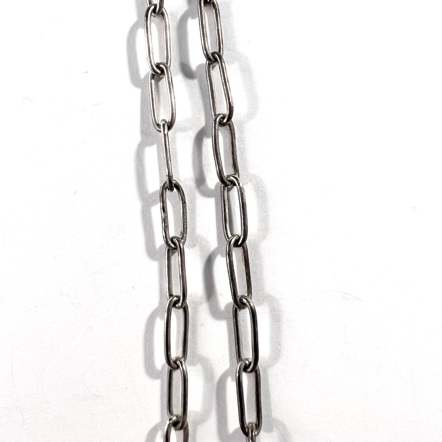 E. Brodin, Sweden 1922. Antique Silver 50 inch Longuard Chain Necklace.