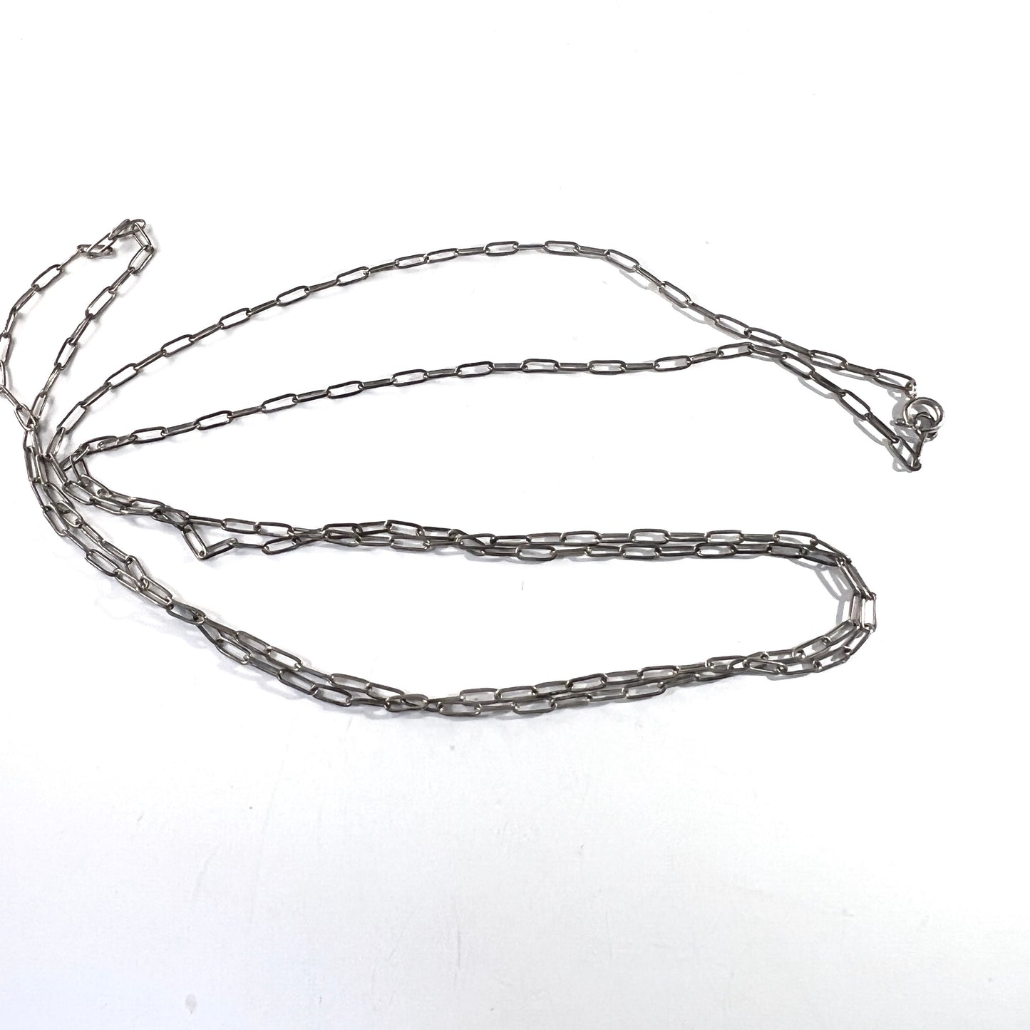 E. Brodin, Sweden 1922. Antique Silver 50 inch Longuard Chain Necklace.