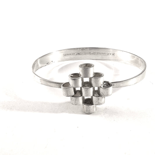 Erik Granit, Finland 1966. Vintage Modernist Solid Silver Open/Close Bangle Bracelet.