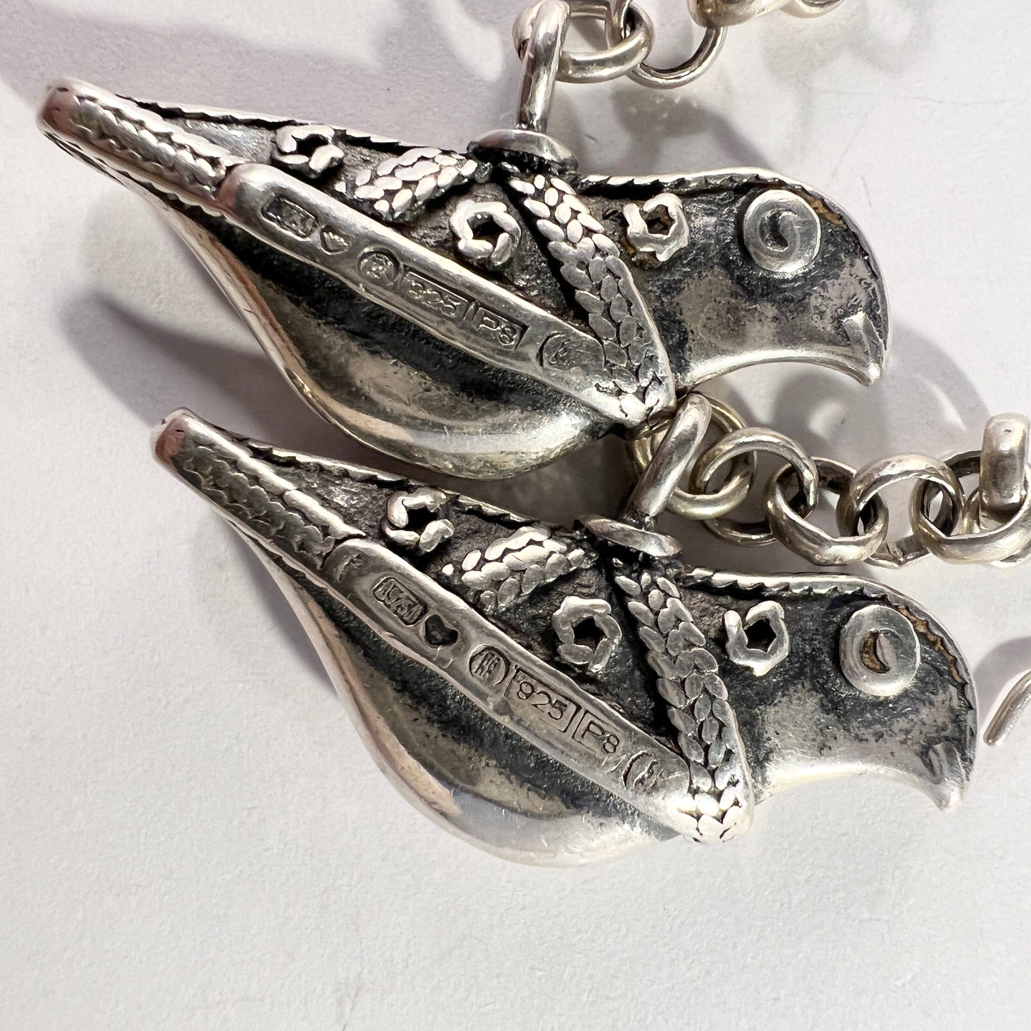 Kalevala Koru, Finland 1992. Vintage Sterling Silver Bird Dangle Earrings.