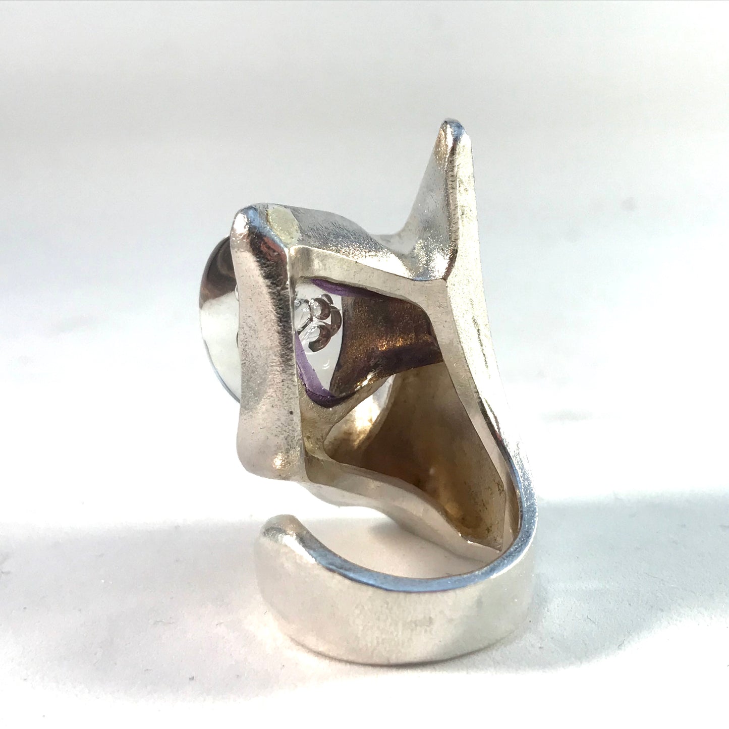 Bjorn Weckstrom for Lapponia Finland year 1974 Sterling Silver Acrylic Ring. Design: Kohoutek