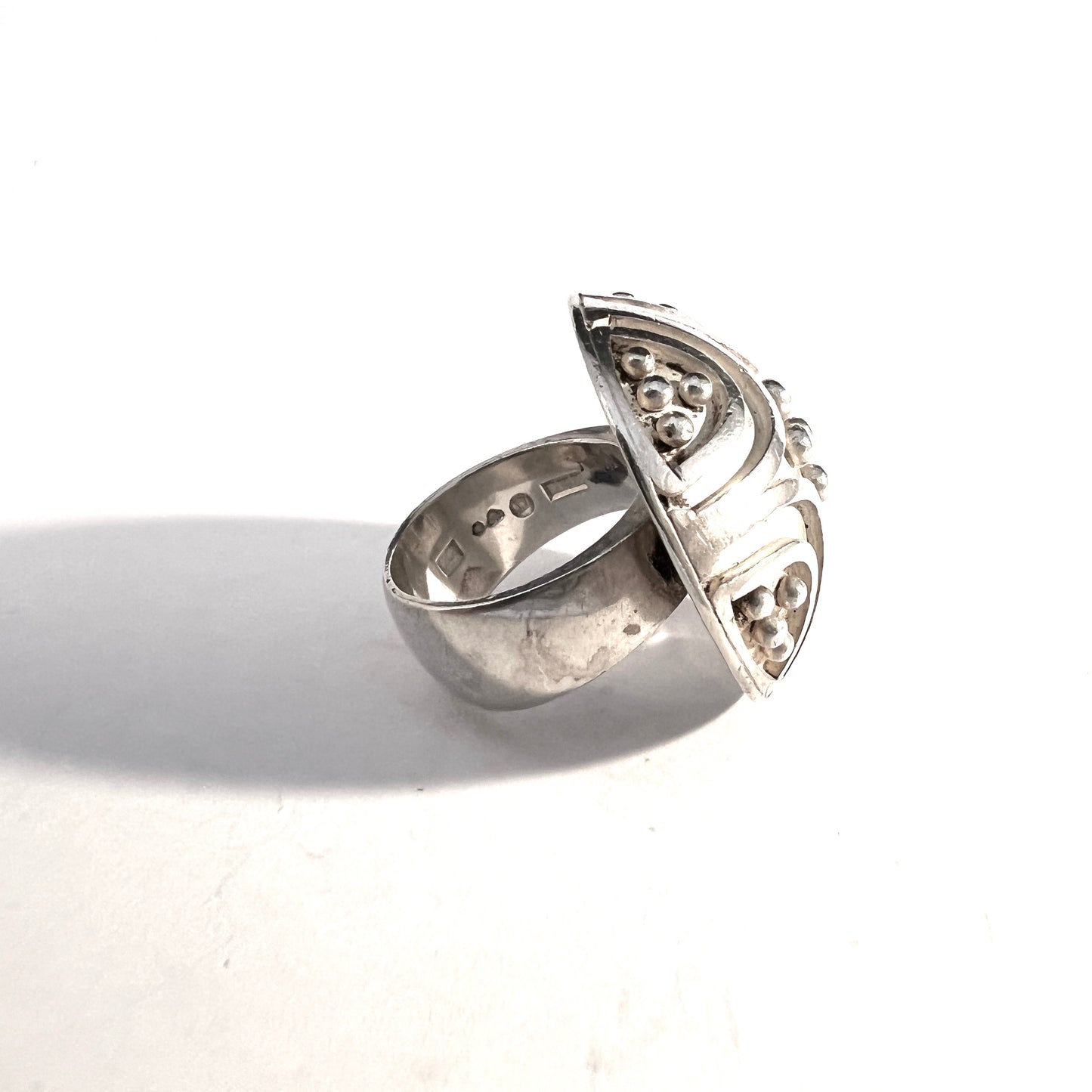 Embrik Underdal, Sweden 1966. Huge Space Age Sterling Silver Ring. Signed