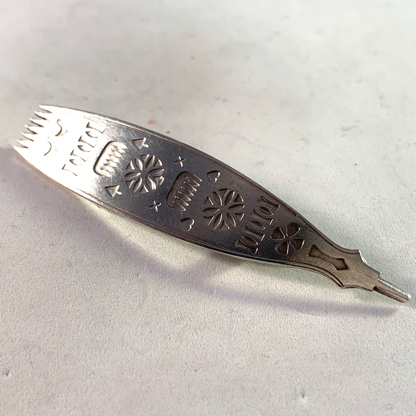 Royal Jeweller W A Bolin, Stockholm Vintage Solid Silver Symbols Brooch.