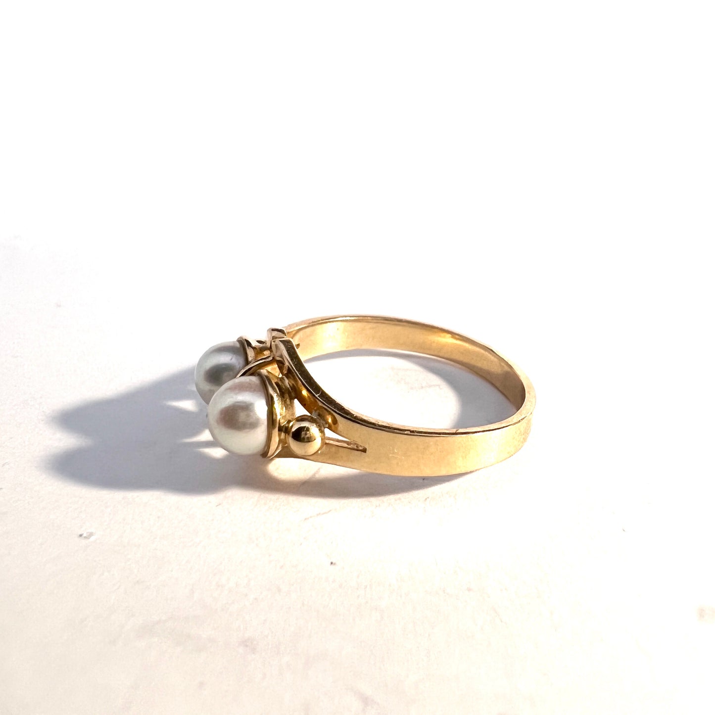 Warsaw Poland Vintage 14k Gold Pearl Ring.