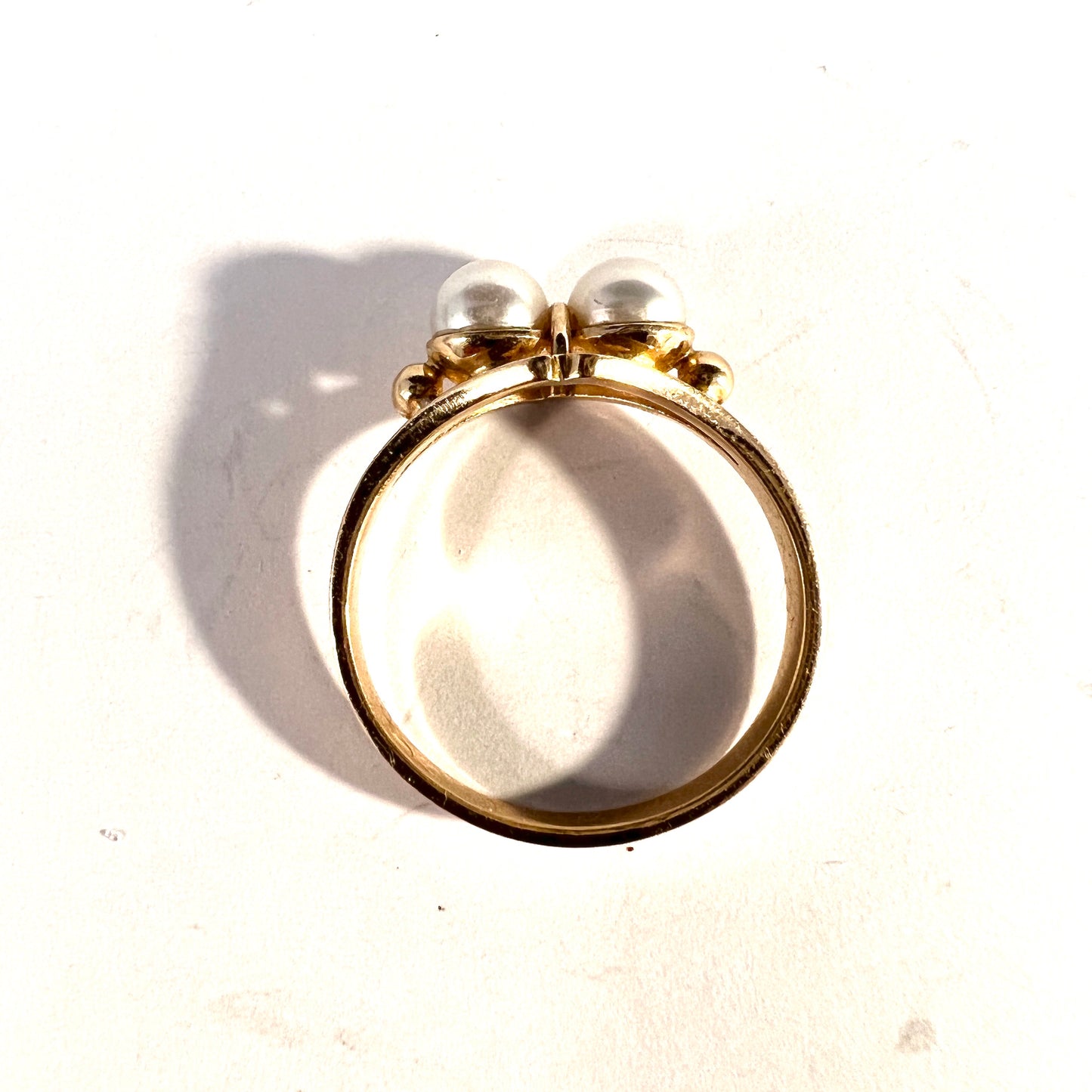 Warsaw Poland Vintage 14k Gold Pearl Ring.