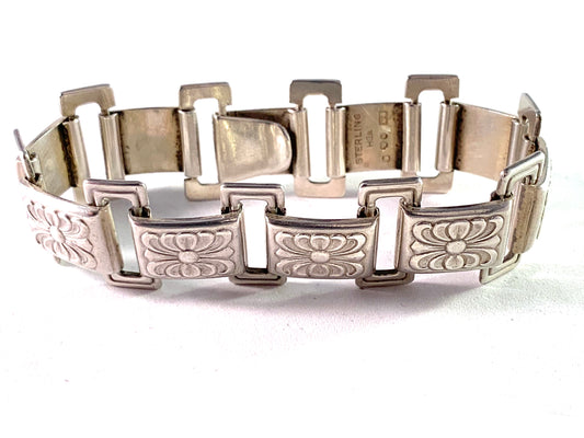 Hugo Grun, Stockholm 1946 Mid Century Vintage Sterling Bracelet. 50gram