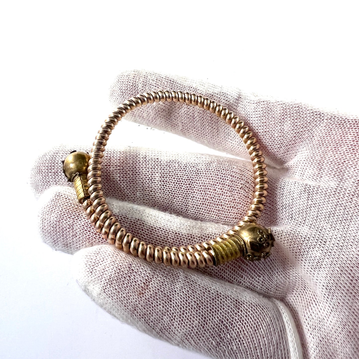 Antique Etruscan Revival Bypass Bangle Bracelet