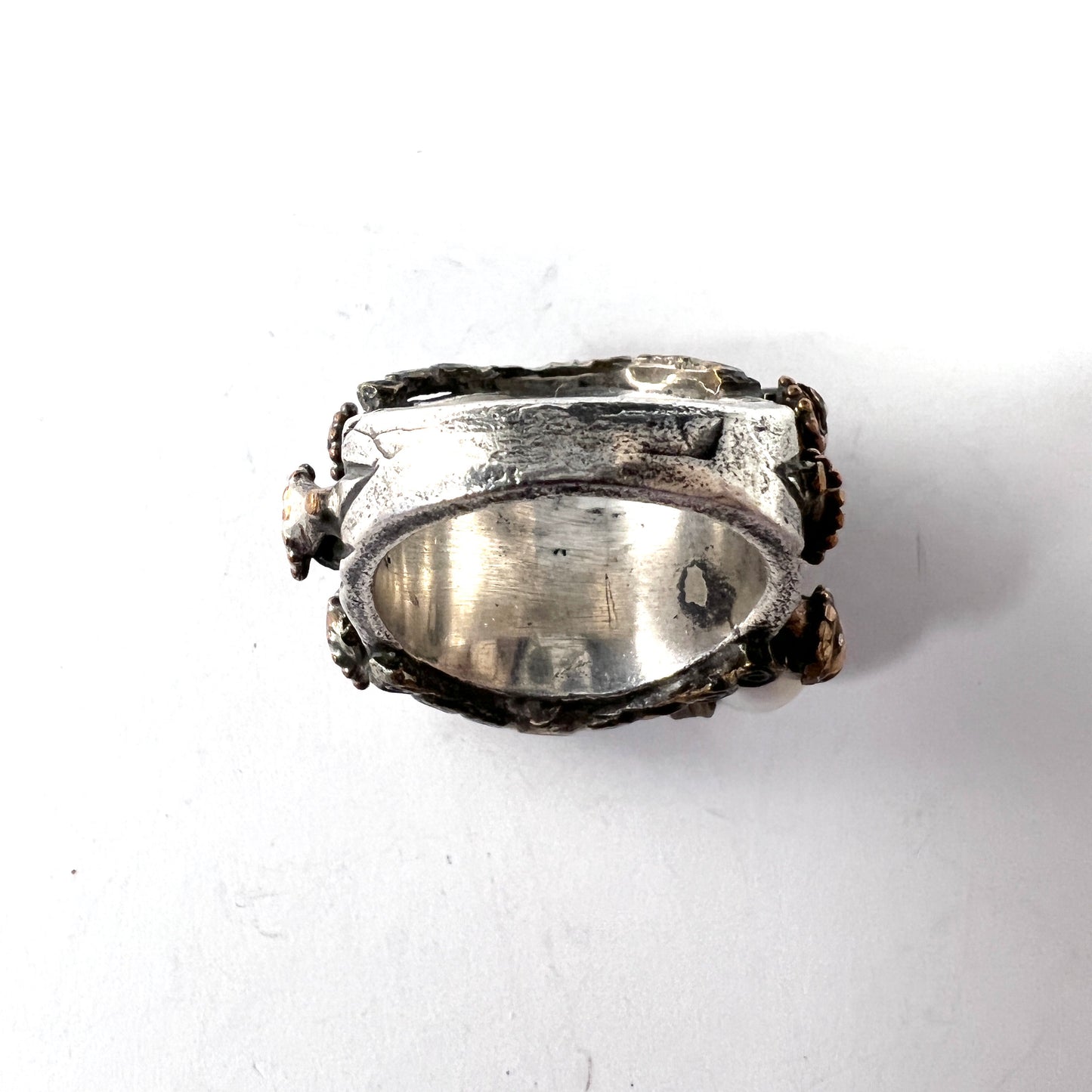 Vintage Chunky Sterling Silver Multi Stone Ring.